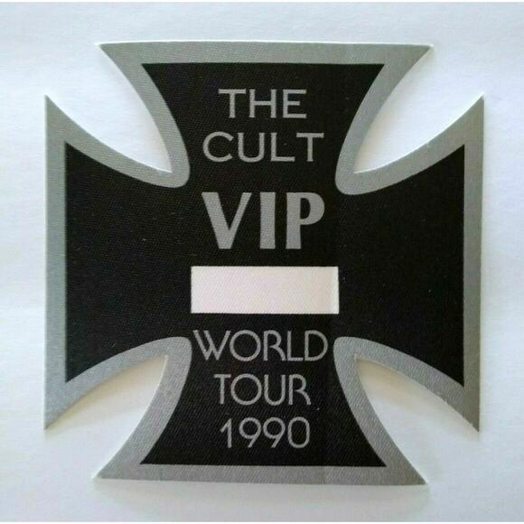 The Cult Backstage Pass Original Hard Rock Concert Tour 1990 Diecut German Cross - Picture 1 of 4